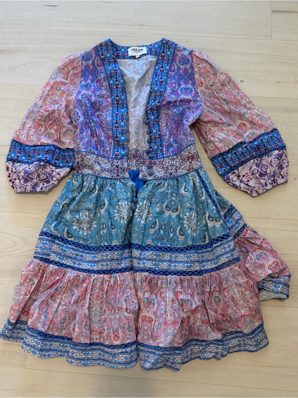Dream Catcher Pink & Blue Floral Mini Dress